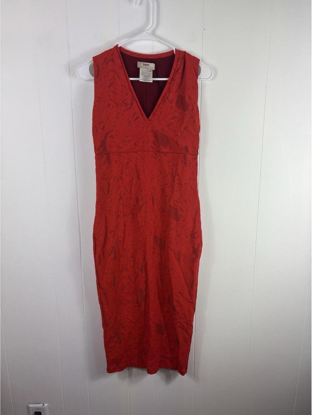 FUZZI Jean Paul Gaultier NWT Stretch Jacquard Lace Lined V-Neck Dress Size M